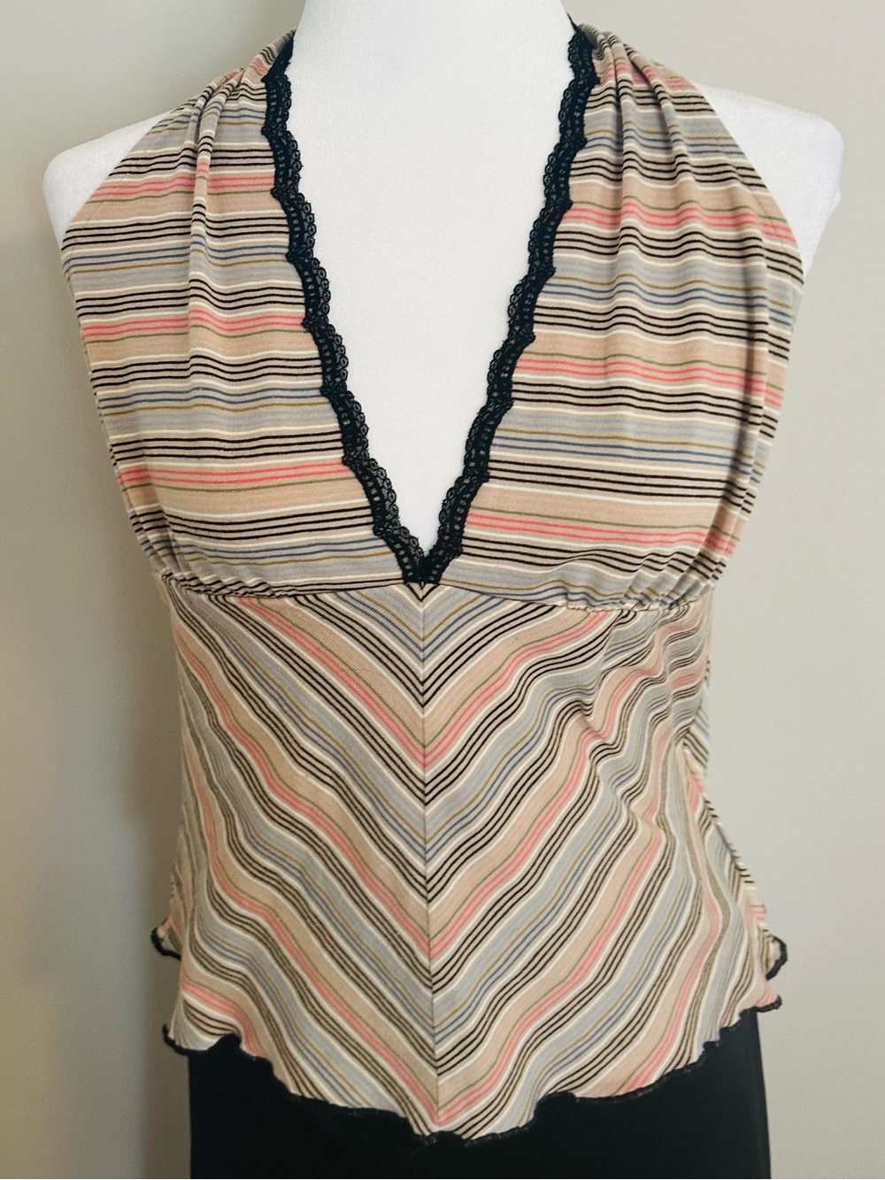 Vintage Y2K True Meaning Striped Halter Top XL